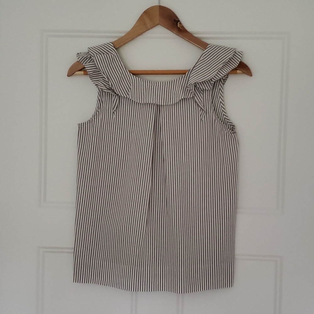 Striped ruffle sleeveless top
